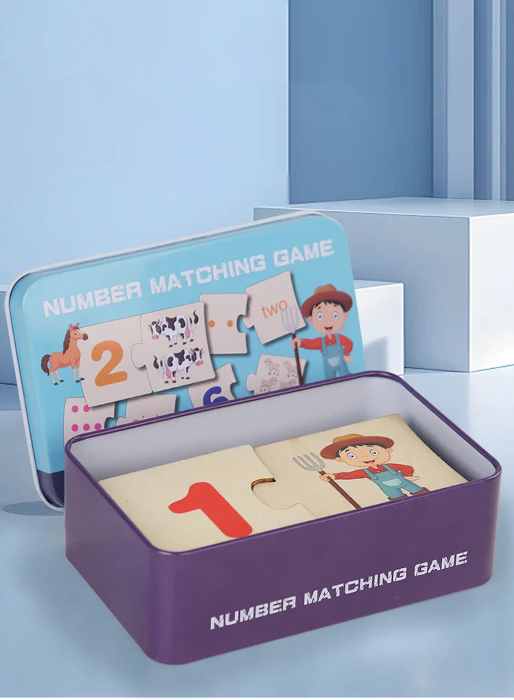 ألعاب ألغاز مطابقة الأرقام الخشبية من مونتيسوري للتعليم المبكر بنمط رقمي لعبة مكعبات سميكة للأطفال كهدية في المهرجان