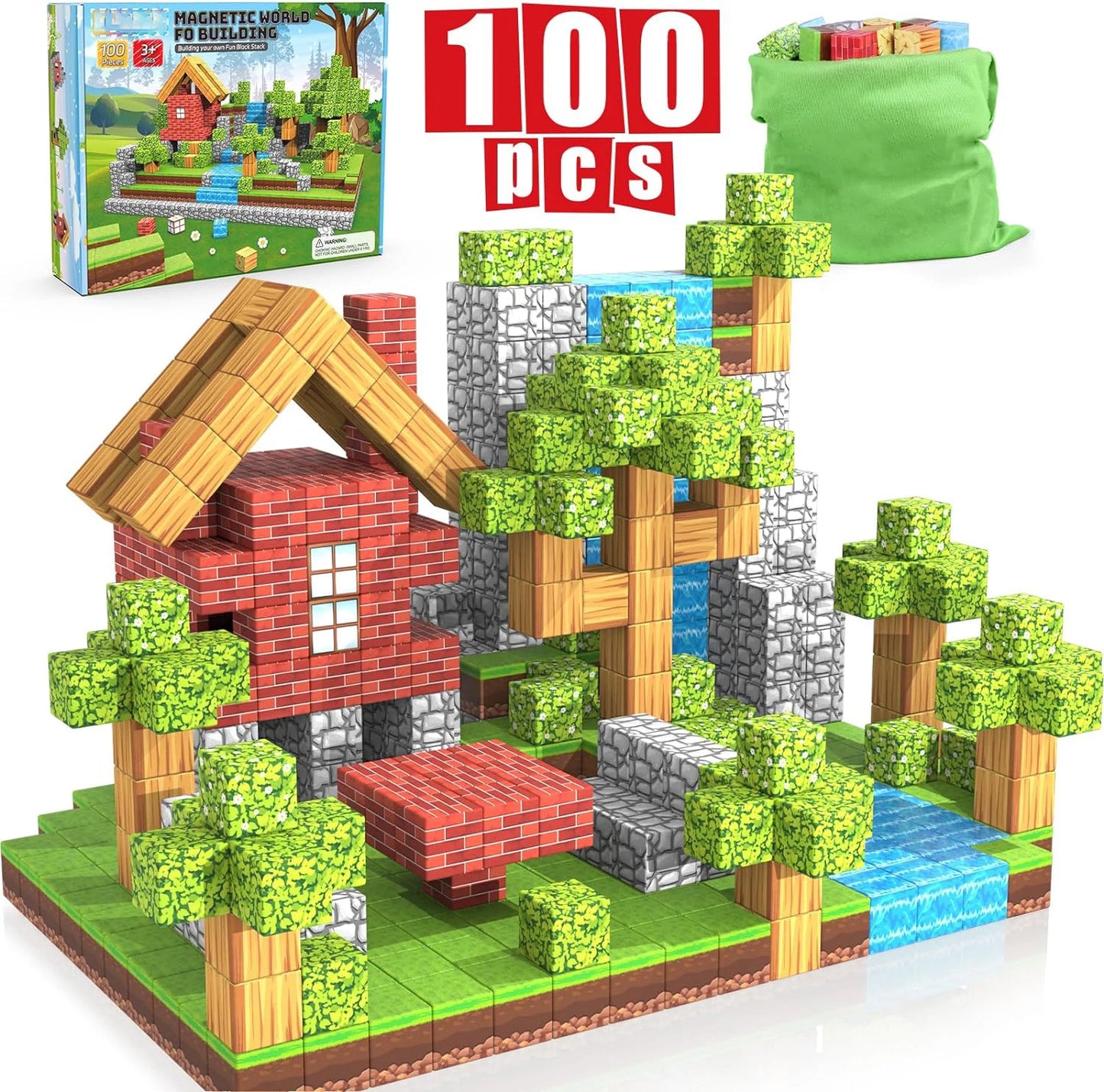 100PCS Magnetic Blocks Build Mine