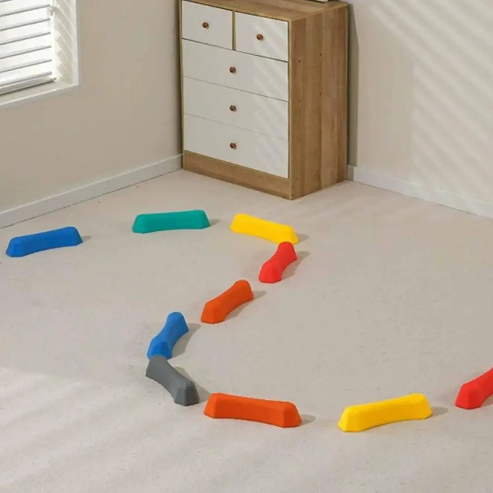 أحجار خطوات التوازن للأطفال، 6 قطع، أحجار خطوات التوازن للأطفال بألوان قوس قزح، مسار حواجز محمول، للاستخدام الداخلي والخارجي