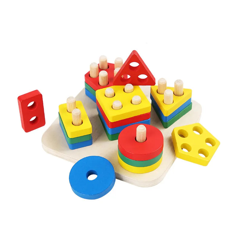 Wooden Geometric Shape Five Sets