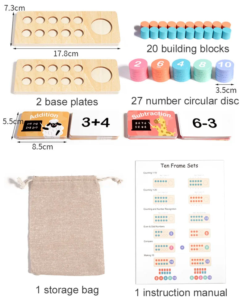 Wooden Number Board Cognitive Matching Math