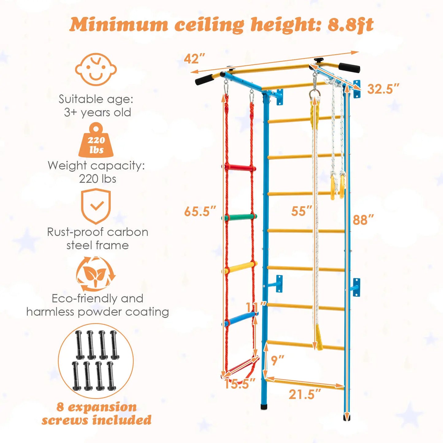 5 in 1 Kids Indoor Wall Gym