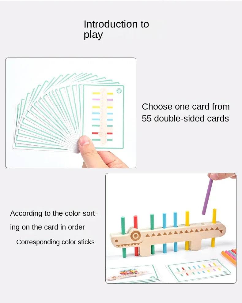 ألعاب مطابقة الألوان الخشبية من مونتيسوري، مجموعة تعلم الألغاز، تدريب الحركة الدقيقة، ألعاب تعليمية للرياضيات للأطفال