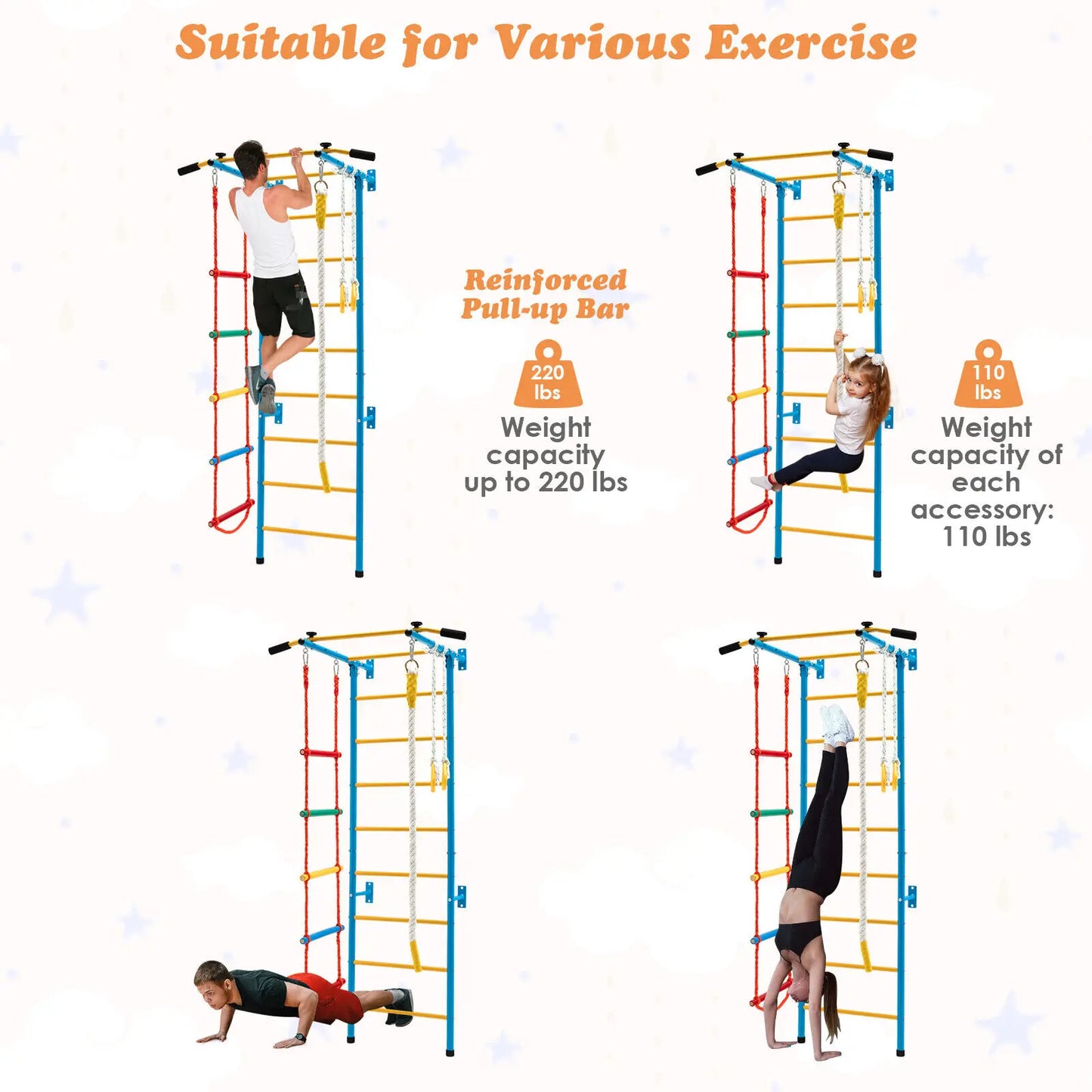 5 in 1 Kids Indoor Wall Gym