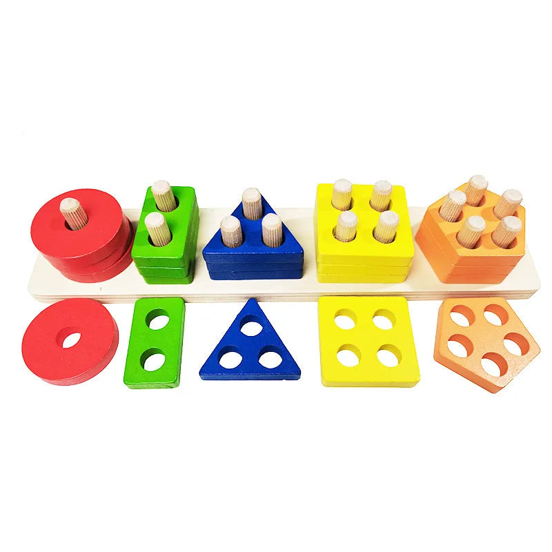 Wooden Geometric Shape Five Sets