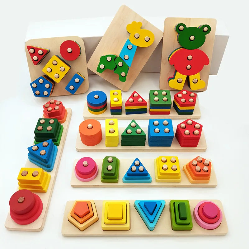 Wooden Geometric Shape Five Sets