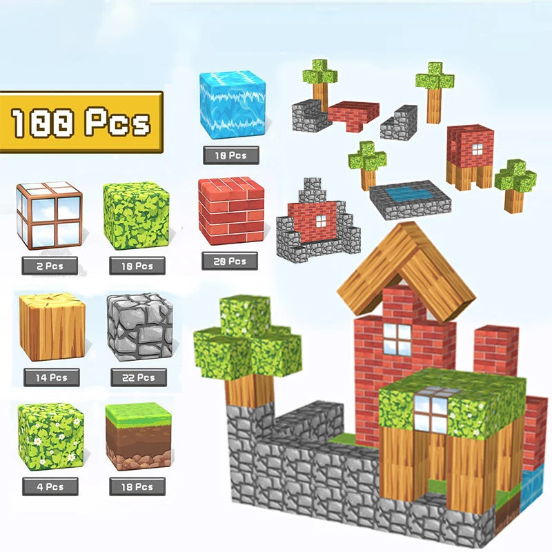 100PCS Magnetic Blocks Build Mine