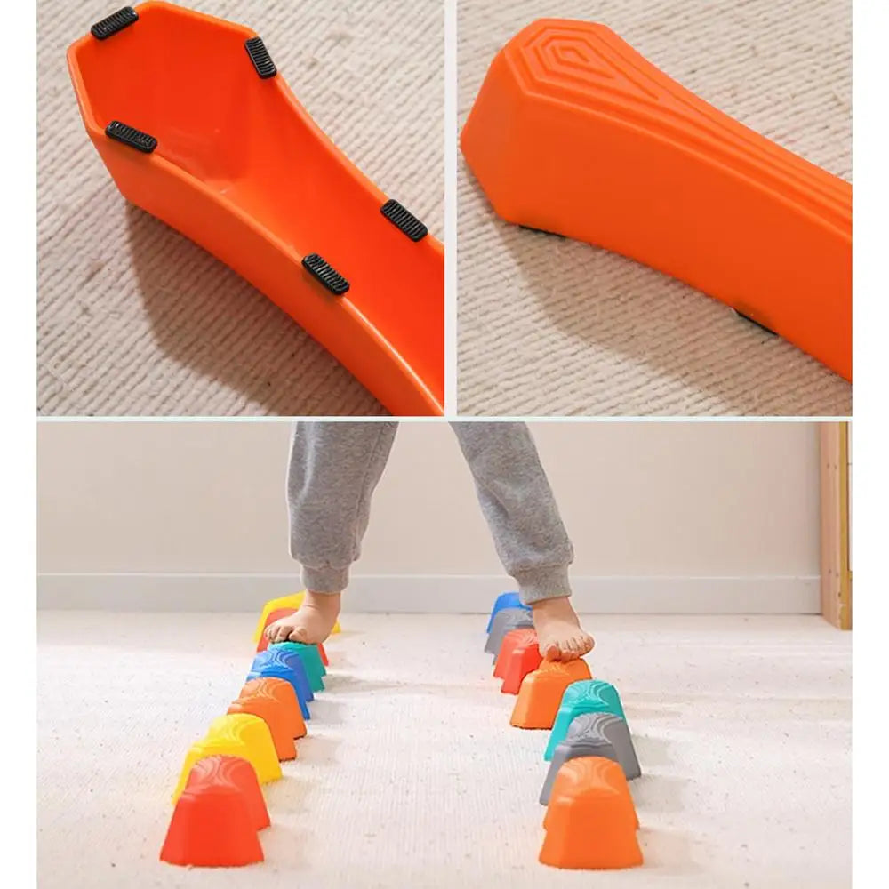 أحجار خطوات التوازن للأطفال، 6 قطع، أحجار خطوات التوازن للأطفال بألوان قوس قزح، مسار حواجز محمول، للاستخدام الداخلي والخارجي