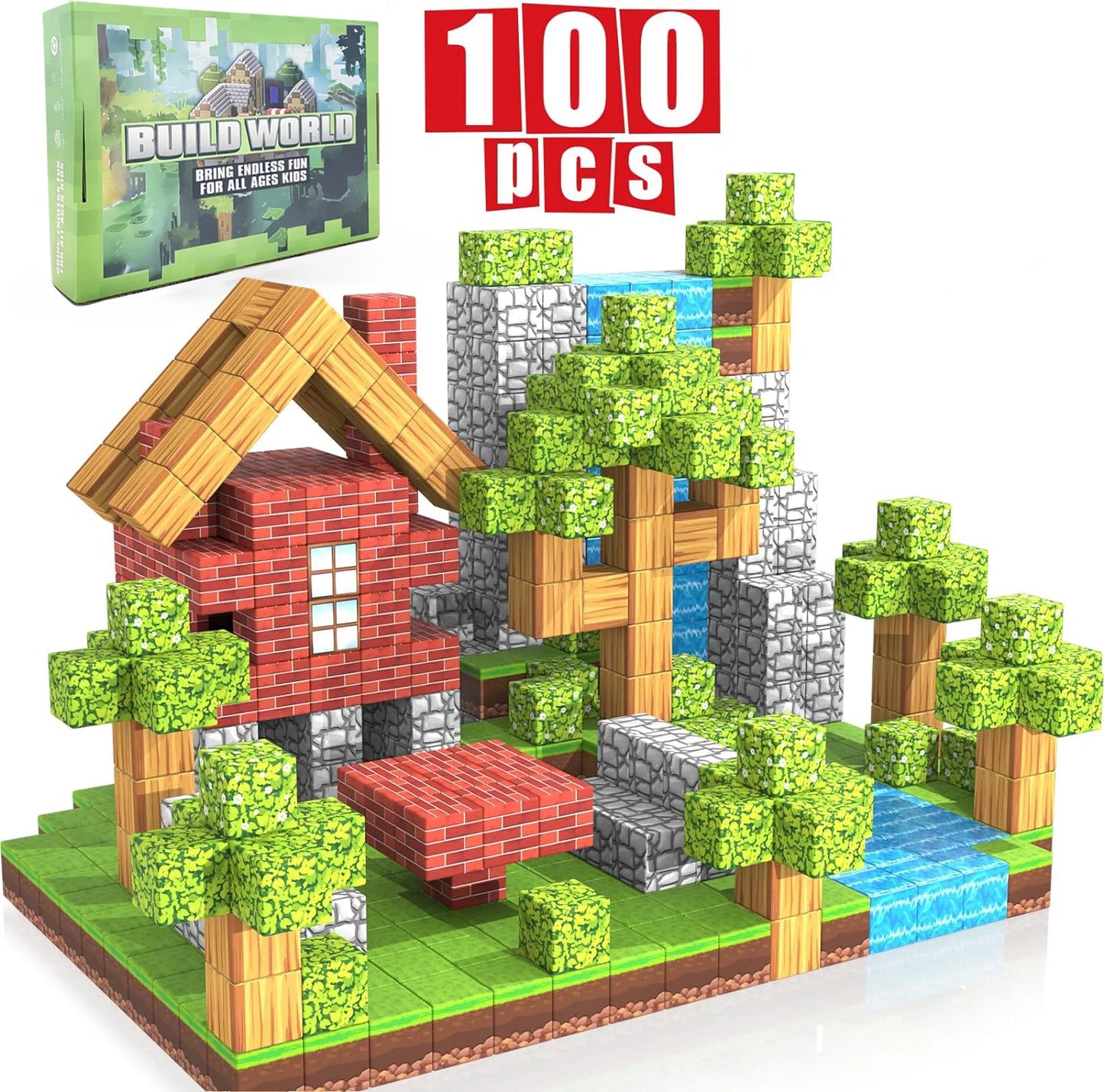 100PCS Magnetic Blocks Build Mine